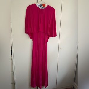 ZARA Hot Pink Midi Cape Dress